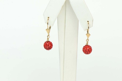 14K Yellow Gold Leverback Dangle Earrings with Genuine Czech Crystals - Picture 4 of 4