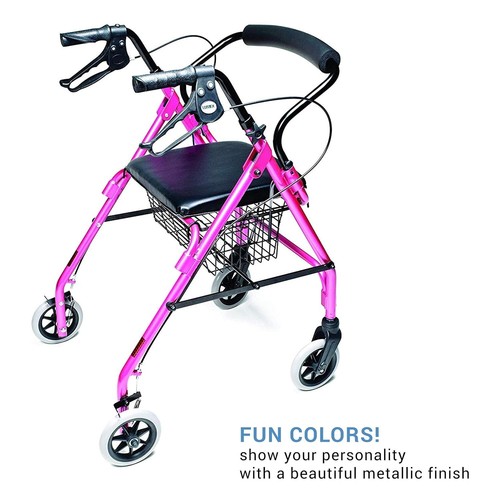 Lumex Walkabout Lite Rollator with Seat, Lightweight 14.5 lb.Walker, Large Wheel - Picture 3 of 6