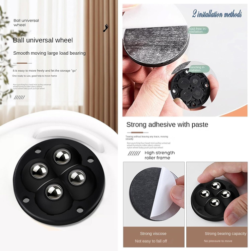 4x Mini Möbelrollen Lenkrollen 360° Schwerlast Selbstklebend für Küchengeräte - Bild 2 von 9
