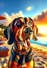 Black and Tan Coonhound Summer Sunset Flag