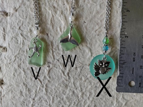 BEACH Necklace Sea Glass Charm Sea Life Ocean Gift for Her Casual Chain Wedding - Picture 30 of 32