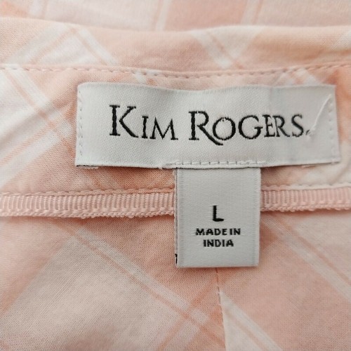 Camicetta donna Kim Rogers taglia L manica lunga bottoni davanti colletto rosa a quadri - Foto 9 di 11