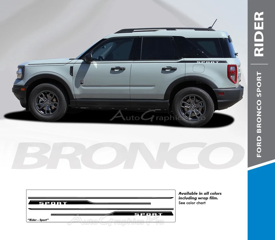 2021-2025 Ford Bronco Sport Stripes Side Decals RIDER Door Vinyl Graphic Kit 3M - Image 2 of 4