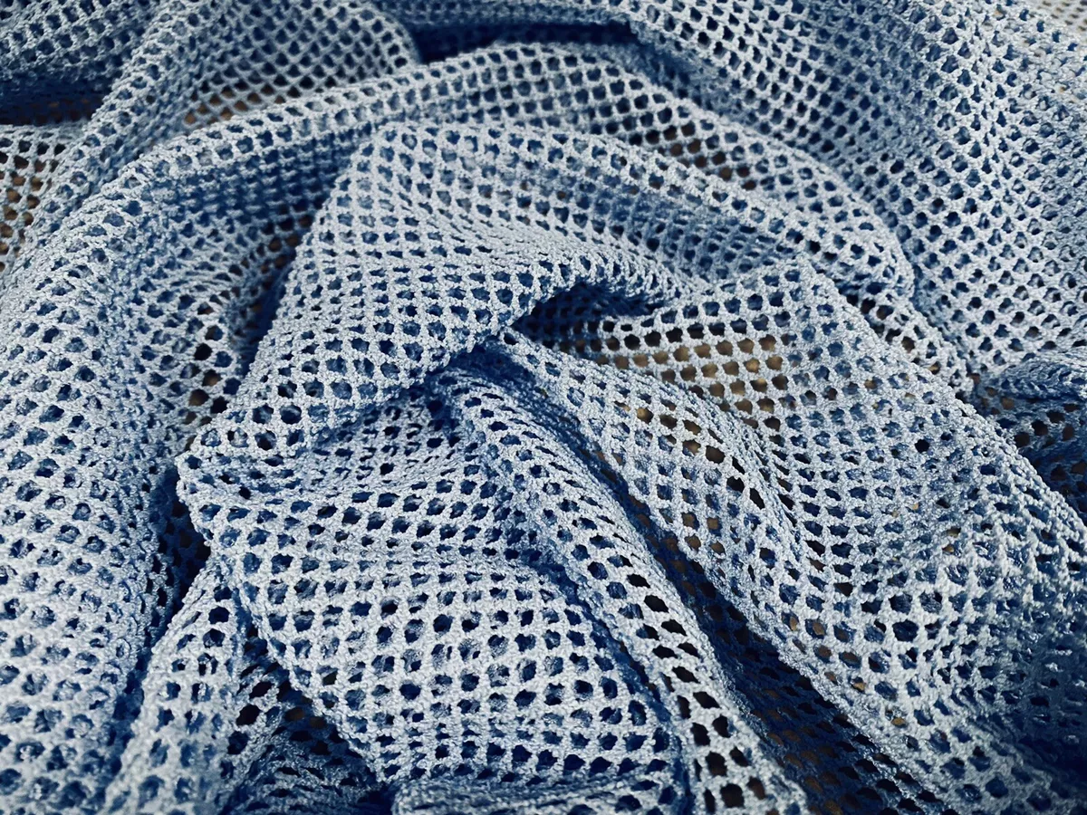 Fishnet Mesh Net Fabric, Per Metre - Plain - Sky Blue