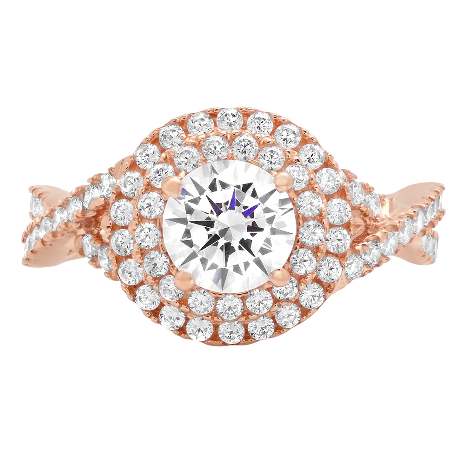 1.6ct Round Cut Solitaire Halo Promise Bridal Engagement Ring 14k pink gold 1.6ct Round Cut Solitaire Halo Promise Bridal Engagement Ring 14k pink gold
