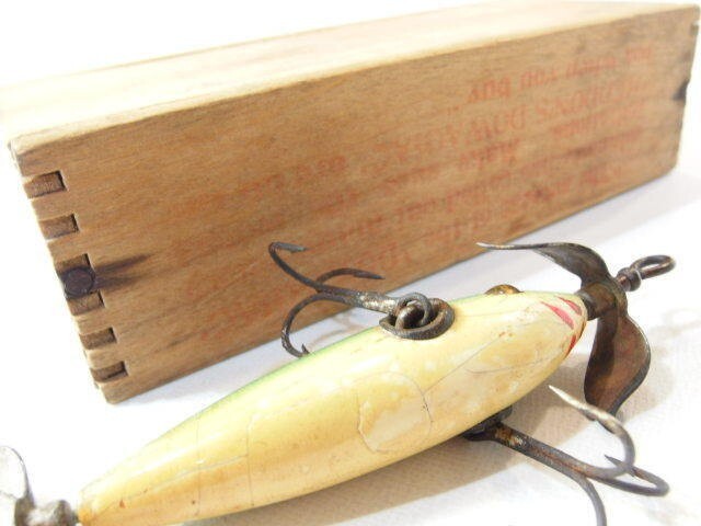Heddon Dowagiac Minnow #100 Fancy Back Old Wood Lure With Original