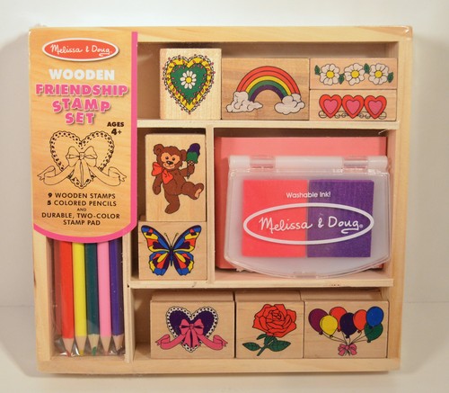 NEW Melissa Doug Wooden Friendship Stamp Activity Set Color Art Craft Scrapbook - Picture 1 of 2