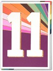 Kids Age 11 Birthday Card Bright Cool Neon Retro Stripes Children's 11th Unisex