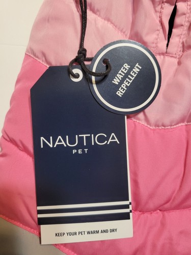 Nautica Pet Quilted Hooded Fleece Lined Tri Color Puffer Dog Jacket XL Pink - Picture 4 of 13