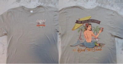 San Diego Beach Shirt Mens Medium Gray Mermaid Salt Surf Life California BUM