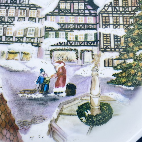 Arzberg Escena de Navidad Papá Noel San Nicolás Niños 10” Plato Blanco Vidrio Alemania - Imagen 3 de 12