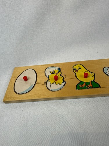 Wooden Simplex Chicken Life Cycle Peg Puzzle Made In Holland Vintage Educational - Picture 3 of 3