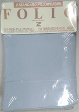 West Point Pepperell Folio Standard Size Pillowcase Set 2 Sky Blue No Iron New