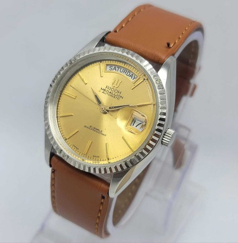 RICOH MEDALLION AUTOMATIC PRESIDENT DAY/DATE VINTAGE MEN’S WATCH - Picture 4 of 9