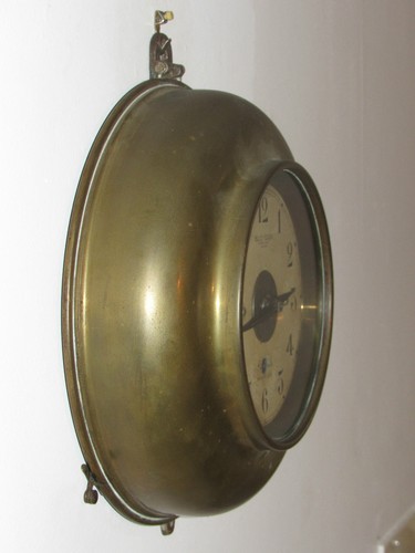 02C38 ANCIENNE HORLOGE MURAL BULLE - CLOCK ART DÉCO 1930 INDUSTRIEL LOFT USINE - Picture 4 of 12