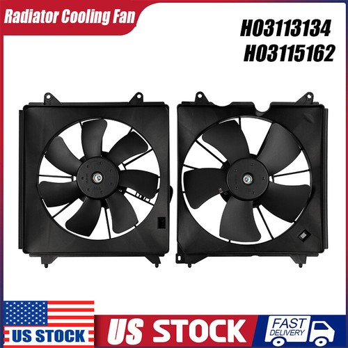 2Pcs Radiator Cooling Fan Set For 2013-2017 Honda Accord.w/ Blade Motor & Shroud