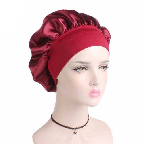 Women Long Hair Care Satin Bonnet Night Sleep Hat Cap Silk feel Head Wrap Turban - Picture 5 of 48