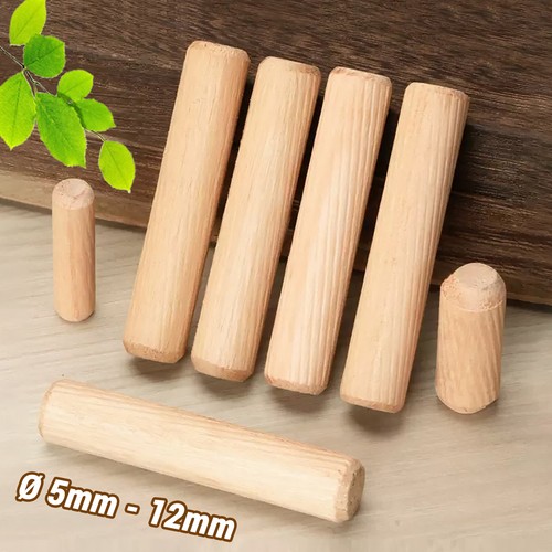 Holzdübel Ø 5-12mm / Länge 20-120mm - Riffeldübel Buche Holz Dübel Holzstifte - Picture 2 of 54