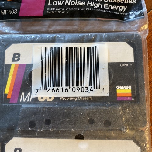 Vintage New 3 Pack GEMINI Multi-Purpose 60 Min. Audio Cassettes Low Noise 1992 - Picture 8 of 8