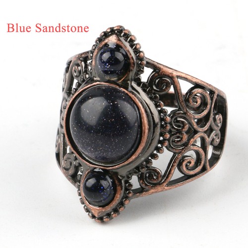 Gemstone Ring Crystal Quartz Amethyst Adjustable Rings Healing Resizable Gift - Imagen 27 de 46