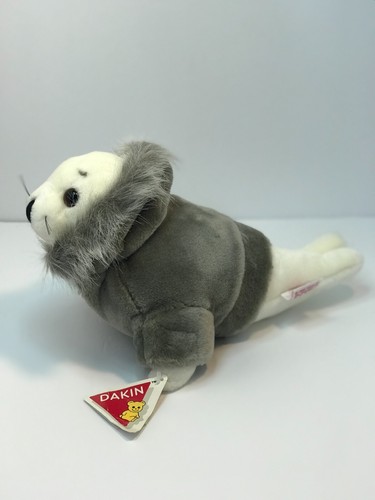 Suéter vintage Dakin 1988 Harbor Seal animal de peluche blanco con abrigo gris 13" - Imagen 17 de 21