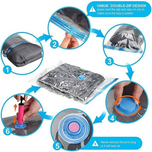 5/10 Vacuum Storage Bags Travel Space Saver Garment Seal Clothes Compression Bag - Picture 20 of 24