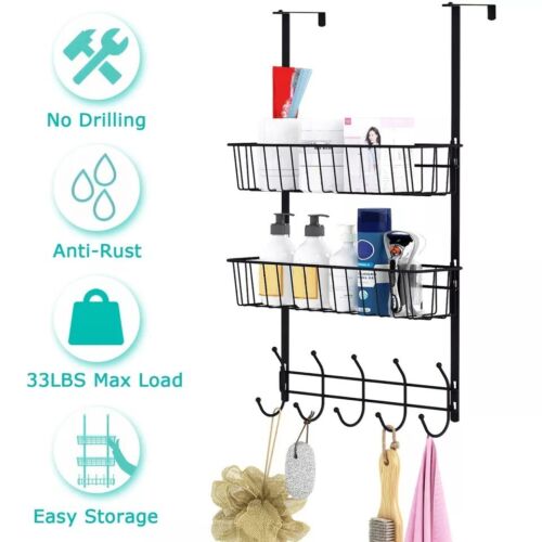 Over The Door Hooks Rack 5 Hooks Door Towel Rack Hanger Kitchen Shelf Organizer - Picture 4 of 14