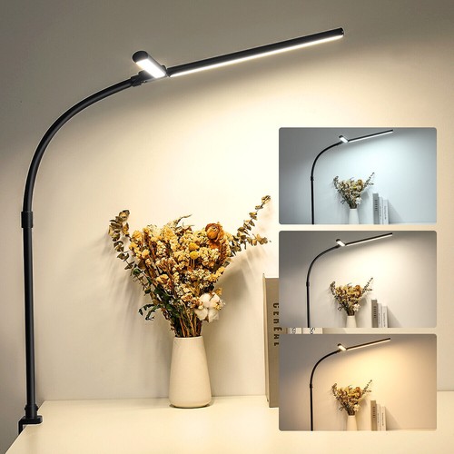 LED Schreibtischlampe Doppelkopf Tischlampe Dimmbar Leselampe Büroleuchte Lampe - Bild 2 von 12