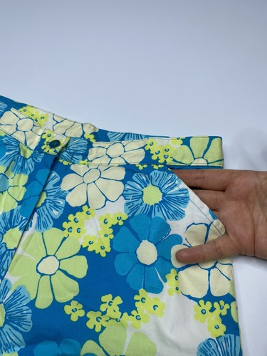 Lilly Pulitzer Girls Blue Green Floral Print Bermuda Shorts Sz 14 VTG - Picture 6 of 10