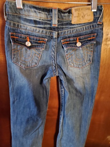 True Religion World Tour Jeans Boys Size 7 Flap Button Pockets Adjustable Waist - Picture 4 of 14
