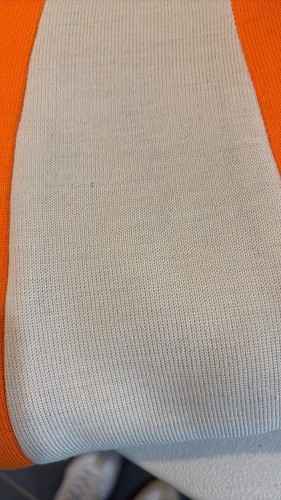 Vintage retro 60s 100% wool long sleeve striped orange shirt size 16 - Picture 9 of 13