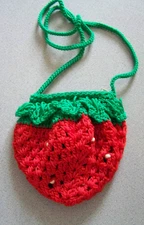 Small Crochet STRAWBERRY Sholder bag Made with polyester cord