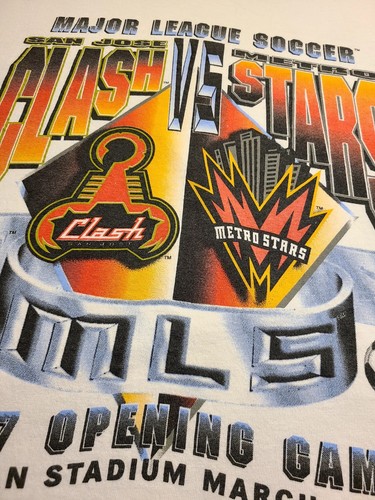 Vintage MLS Shirt 90's Clash Vs Stars Size Large - Photo 8 sur 11