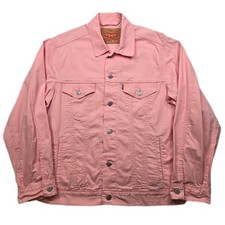 Levis Denim Trucker Jacket Womens Large Pink Peach Vintage Fit Lightweight