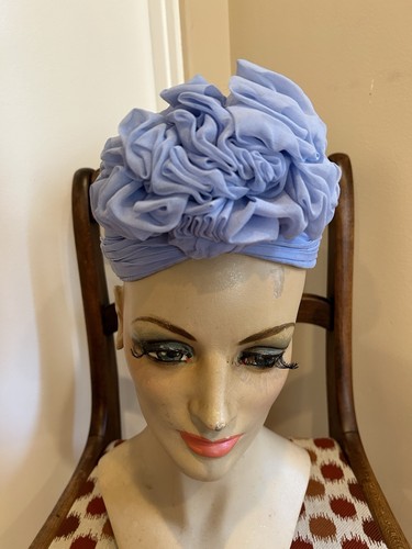 1940’s Light Blue Chiffon Turban Hat