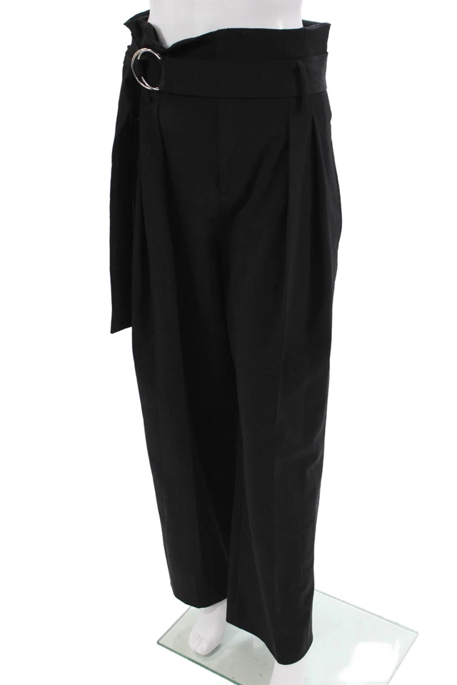 Pantalones de vestir IRO para mujer con hebilla de lana negra talla 40 Foto 2 de 4