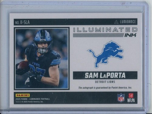 2025 Panini Luminance Sam LaPorta Illuminated Ink Auto #093/100 Lions H884 - Picture 2 of 2