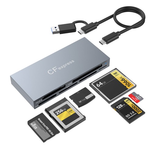Aluminum 6-IN-1 USB 3.2 Gen2 10Gbps CFexpress Type B/CF/MS/XD/SD/TF Card Reader - Afbeelding 4 van 12