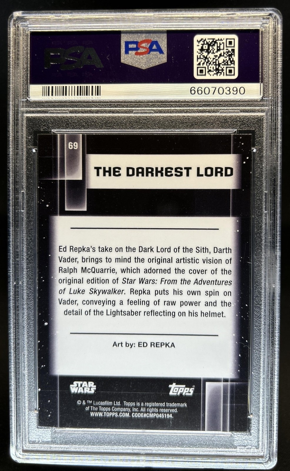 2021 Topps Chrome Star Wars Galaxy The Darkest Lord #69 PSA 10 GEM MINT view 2
