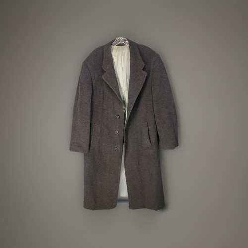 Chaps Ralph Lauren Mens 42L Gray Lambswool Overcoat Heavy Lined Classic - Picture 2 of 14