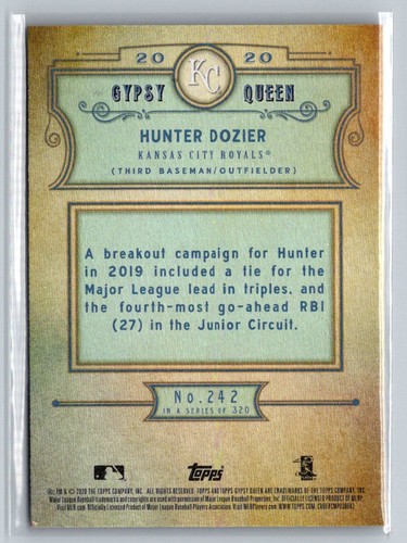 Topps Gypsy Queen #242 Hunter Dozier 2020 - Imagen 2 de 2