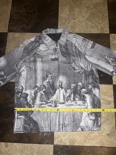 Chaqueta Hellpur Para Hombre XL Grande Negra Blanca Estampado La Última Cena Hipster Cremallera Delgada - Imagen 11 de 19