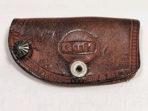 Vintage Gulf Oil Service Otis L Smith Auto Reparatur Werbung Leder Schlüsselanhänger Texas - Bild 2 von 12