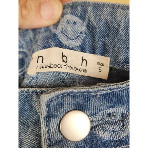NWT Nikkis beach house Boutique Distressed smiley face Denim Shorts Size Small - Picture 5 of 9