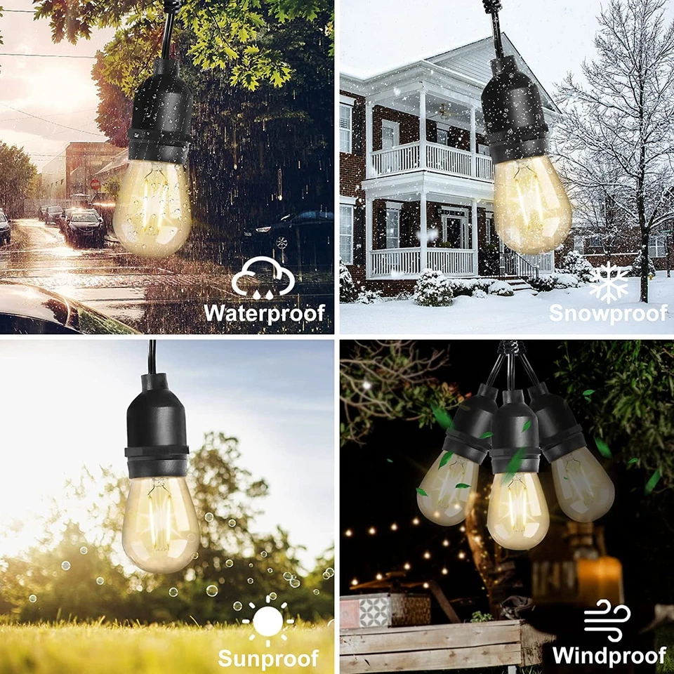 Lâmpadas de substituição LED E26 2W S14 globo transparente lâmpada Edison 2700K branco quente - Imagem 4 de 4