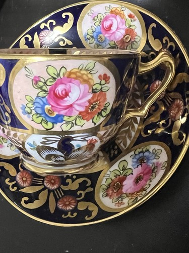 Crown Staffordshire Kobalt Blau Gold Imari Stil Teetasse Untertasse Set - Bild 2 von 18