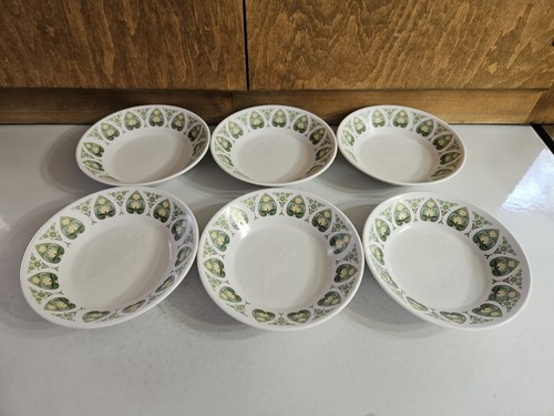 6 Noritake Progression Palos Verde Coupe/Sauce 5.75" 9020 Vintage Green/Yellow - Picture 3 of 4