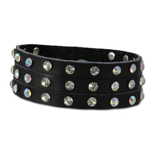 SilberDream Lederarmband schwarz CZ Damen Leder Armband LAC222S