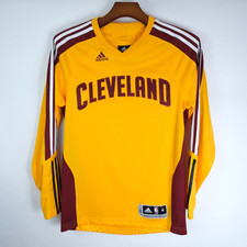 Cleveland Cavaliers Shirt Mens Medium Yellow Long Sleeve Warm Up Adidas