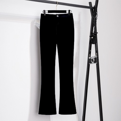 Damen Hose Gold Samt Schlaghose Langbein Hose OL Formell High Waist Pants - Bild 19 von 21